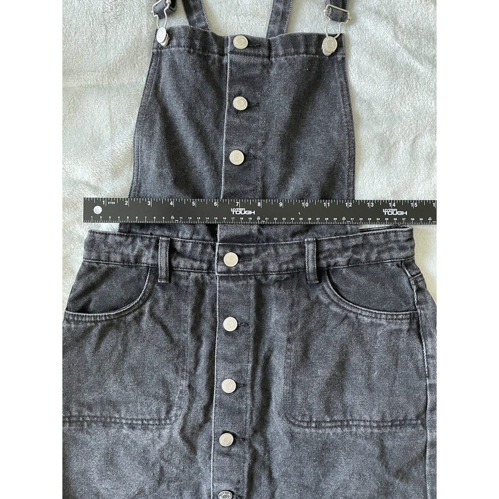 Pacsun Black Denim Overall Mini Dress Button Front Adjustable Straps Size Small - Picture 5 of 8